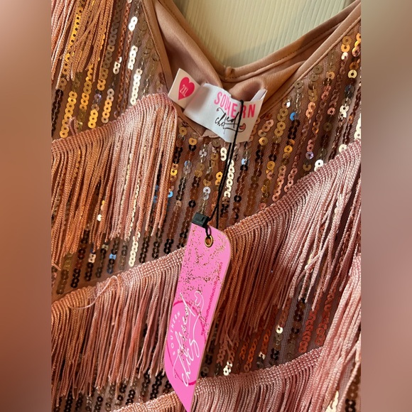 SouthernFriedChics Take Me Away Dress in Rose Gold/Pink Size 2x NWT - Picture 4 of 5